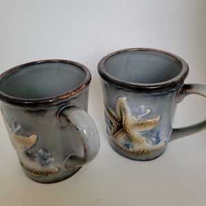Coastal themed Coffee Mugs 3D Sand Dollar Reefs Blue/Gray Brown